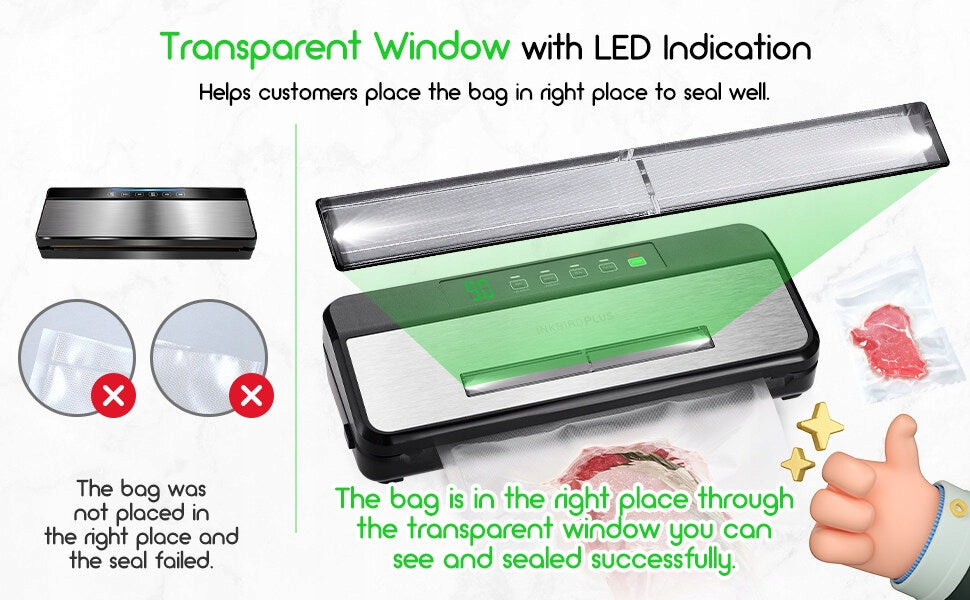 Inkbird INK-VS03 Food Vacuum Sealer Machine With Viewing Window Power 110 W