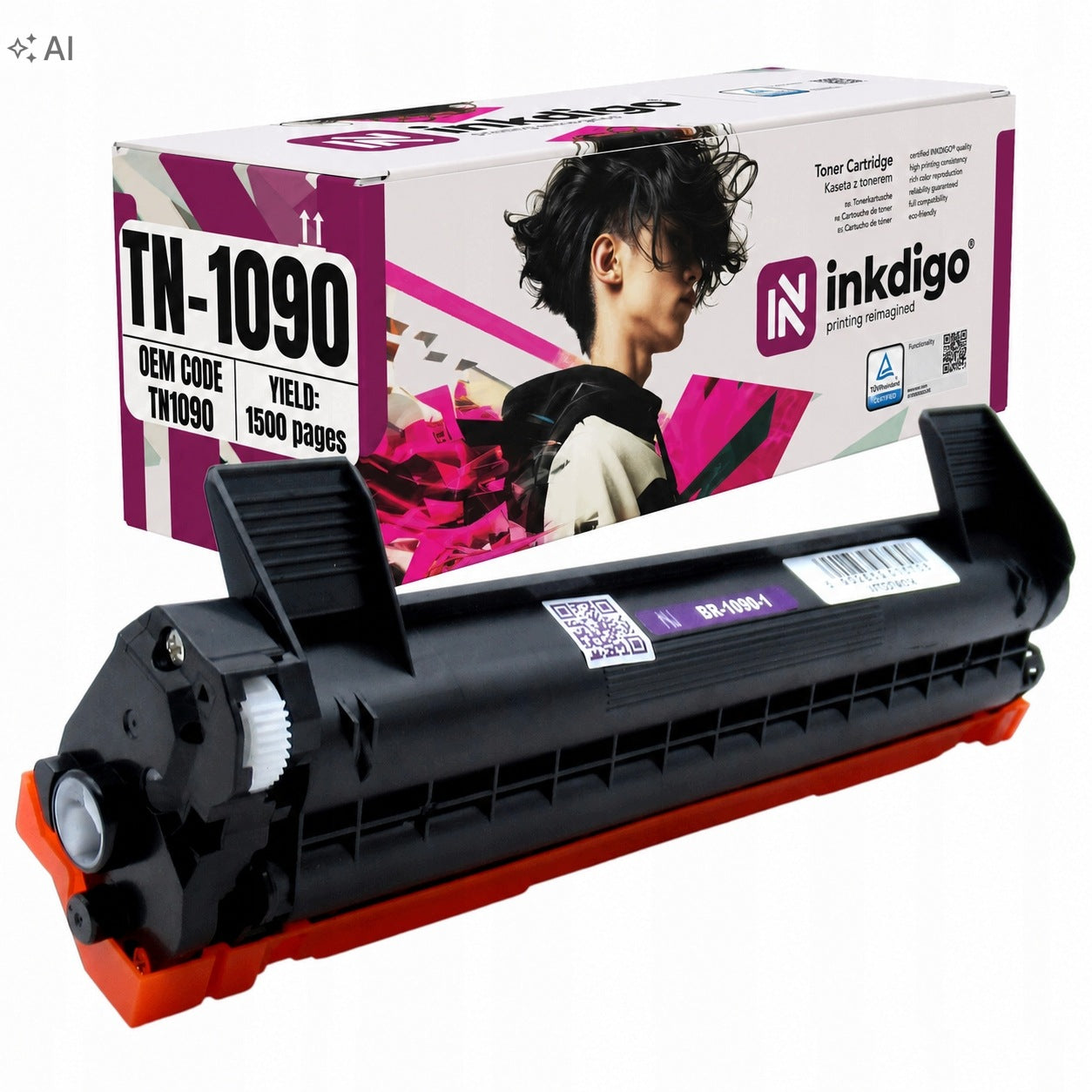 Inkdigo TN1090 toner cartridge compatible with Brother DCP-1622WE TÜV certificate