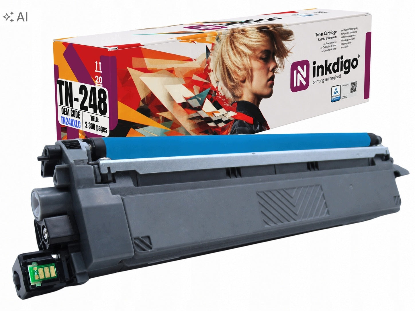 Inkdigo toner cartridge TN248C for Brother DCP-L3515CDW TÜV certified