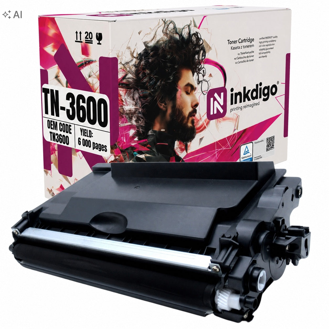 Inkdigo toner cartridge TN3600 for Brother DCP-L5510DW TÜV certified
