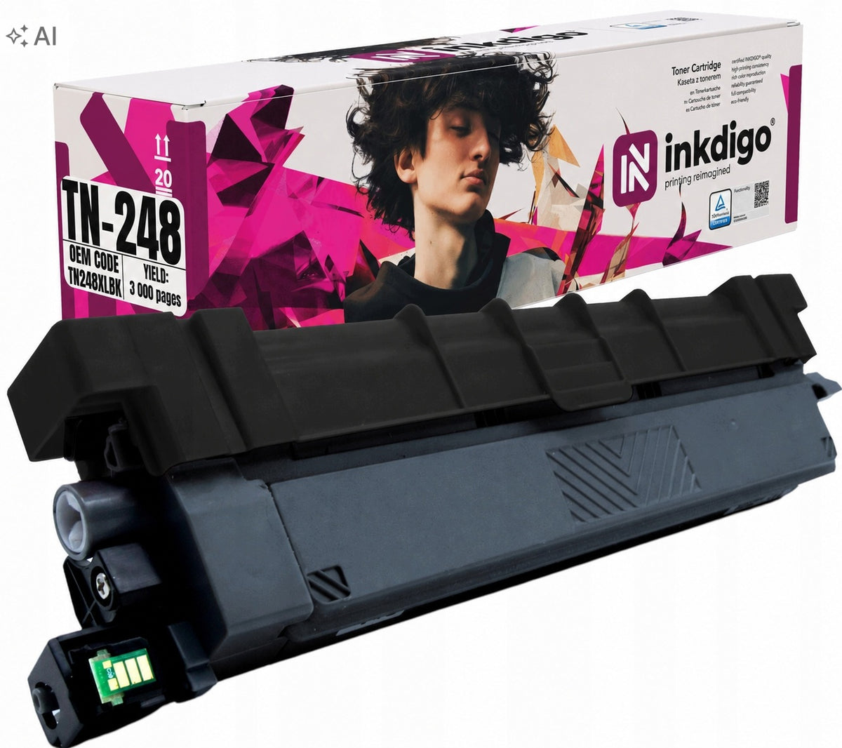 Inkdigo toner replacement TN248BK for Brother DCP-L3515CDW TÜV certificate