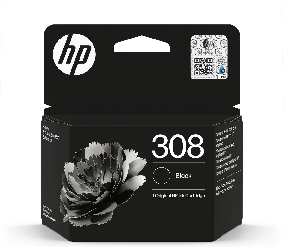 Inkoust HP 7FP21UE č. 308 černý originál pro Envy 6110e, 6120e, 6122e, Color black