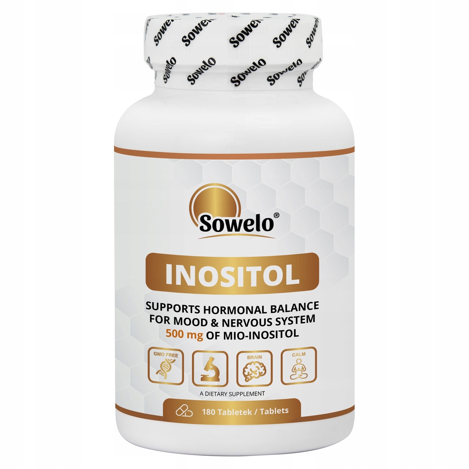 Inositol (Myo-Inositol) 500 mg 180 Tab – Hormones, Mood, Nerves – Sowelo