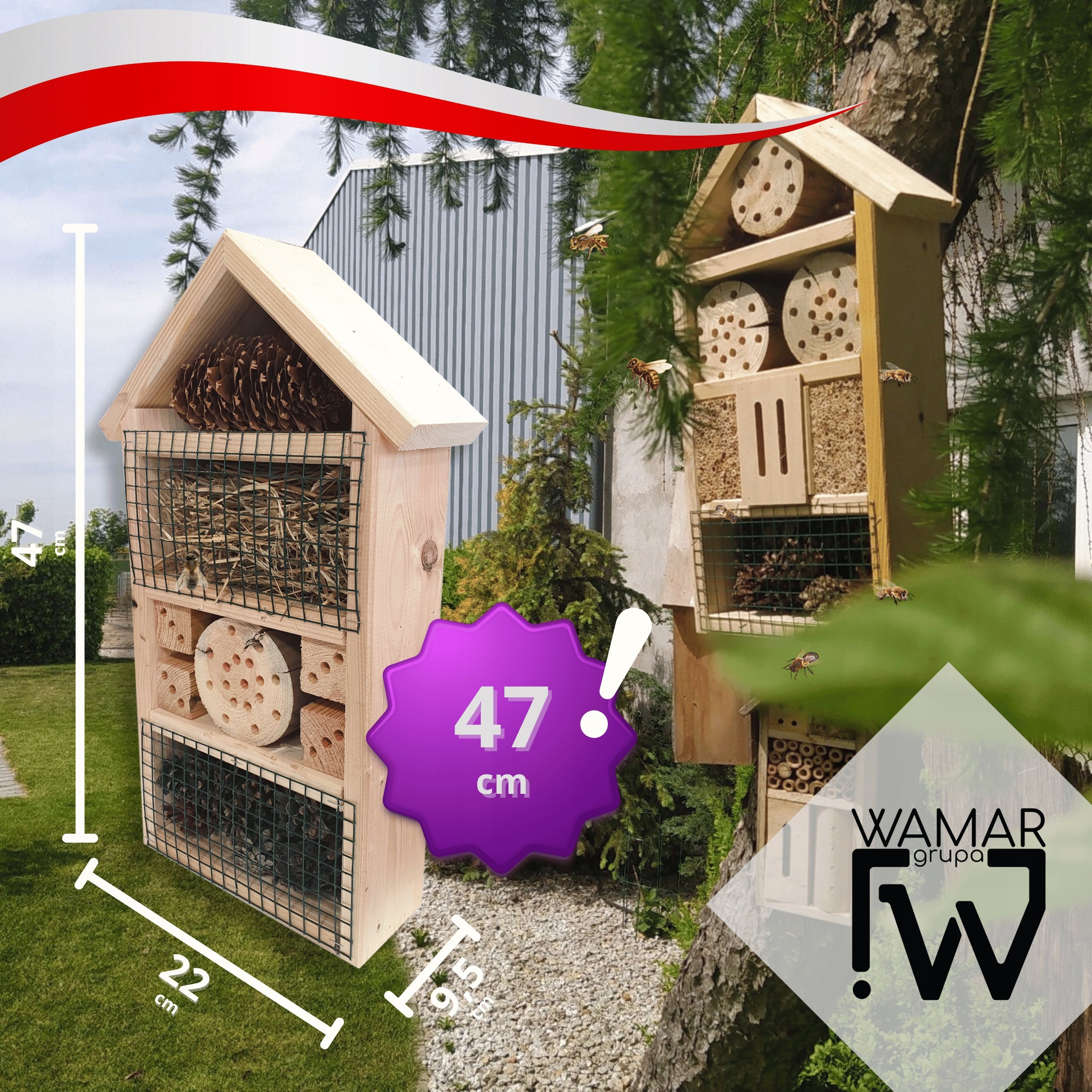 Insect house hotel nesting box bricklayer cottage MEGA LARGE up to 47cm! EKO Product height 47 cm
