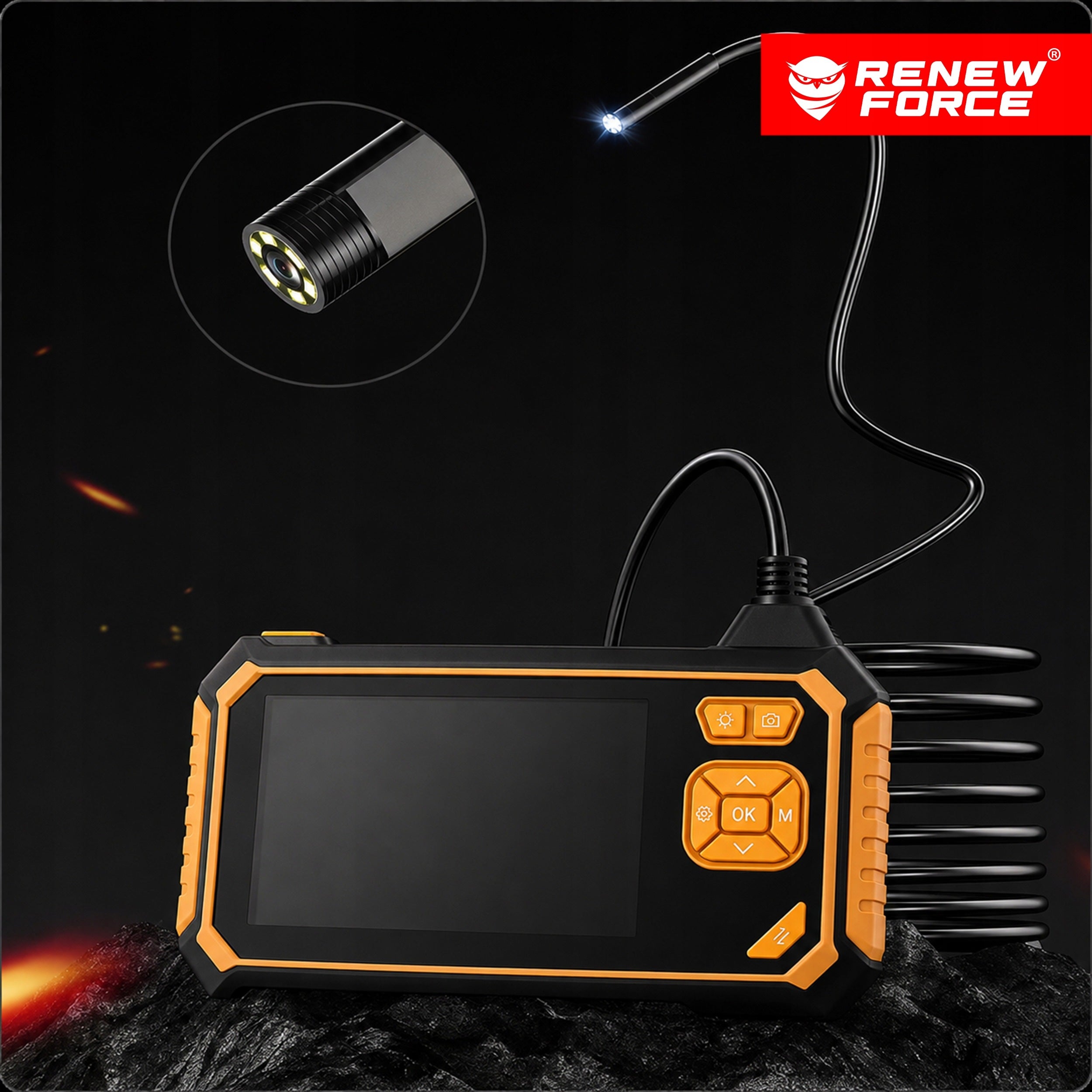 Inspection Camera Endoscope 5m Full HD LCD Display USB 8LED IP67 for Pipe Brand Renew Force