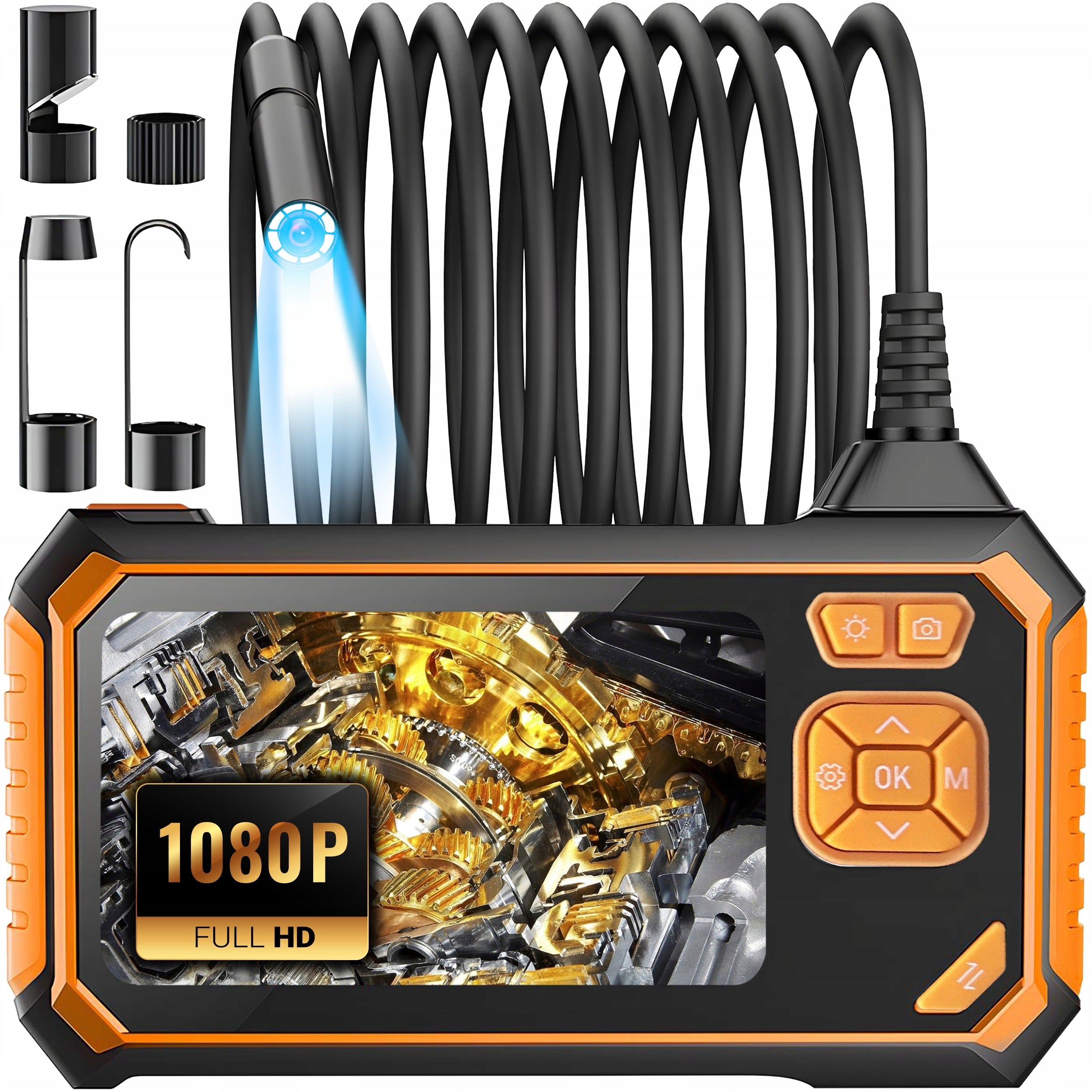 Inspection Camera Endoscope 5m Full HD LCD Display USB 8LED IP67 for Pipe