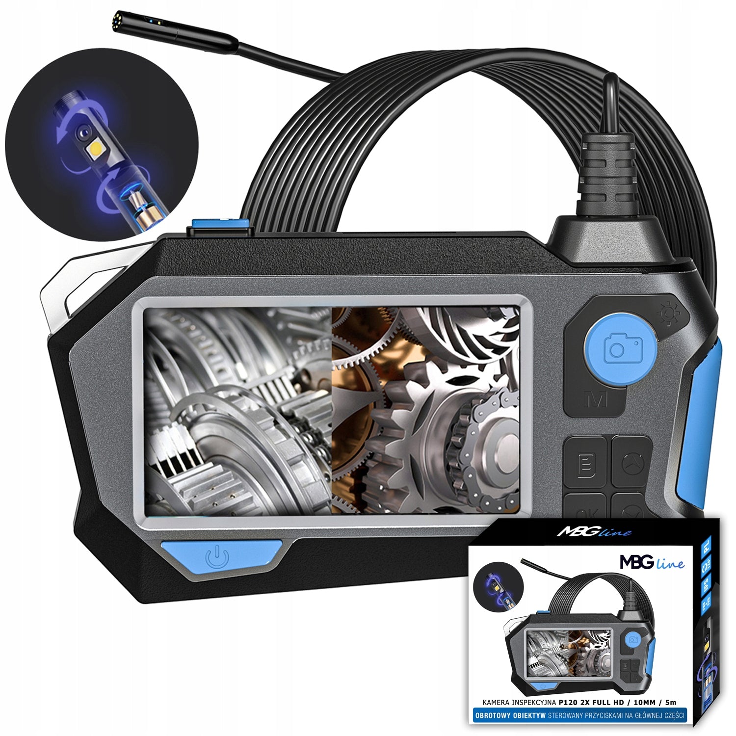 Inspection Camera MOVABLE HEAD 360° Endoscope Borescope IP67 Workshop