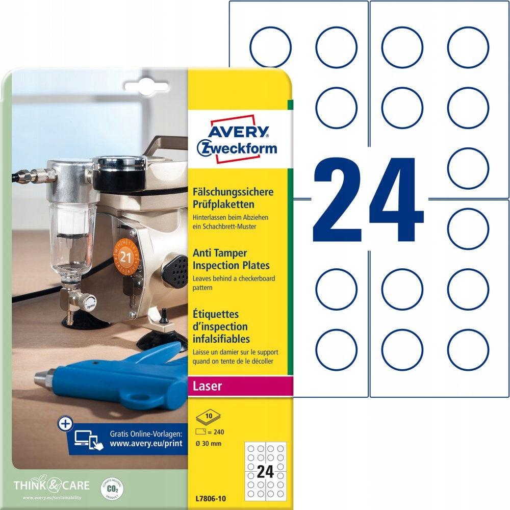 Inspection labels for Avery seals