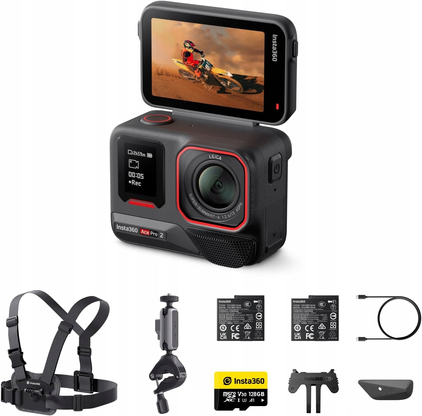 Insta360 Ace Pro 2 Bike-Bundle Camera 8K Leica Dual-AI Sensor 1/1.3"