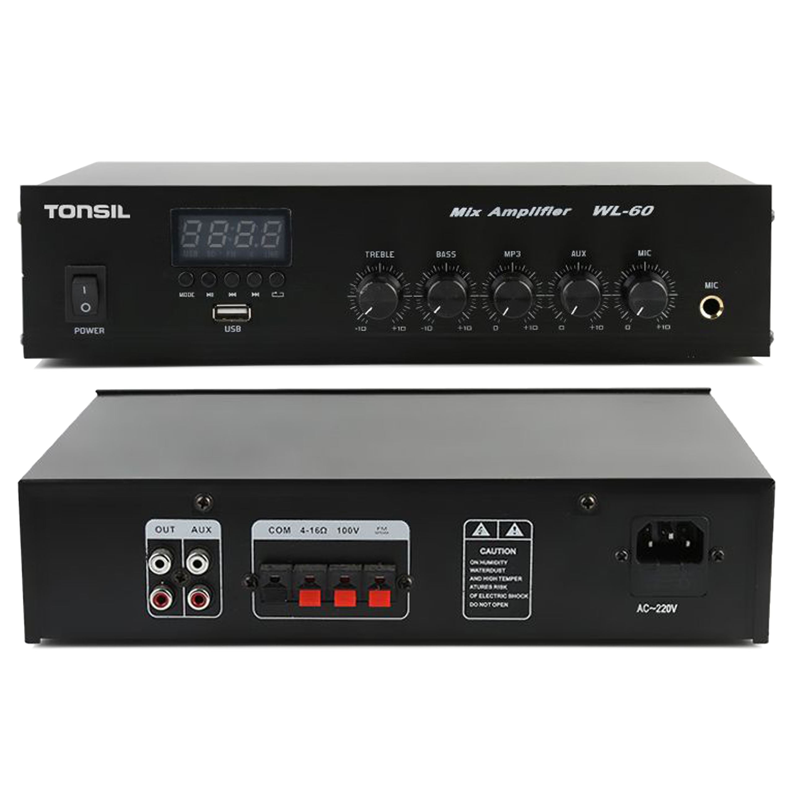 Installation Amplifier Tonsil WL-60W | 1 zone Bluetooth, USB, FM, MIC