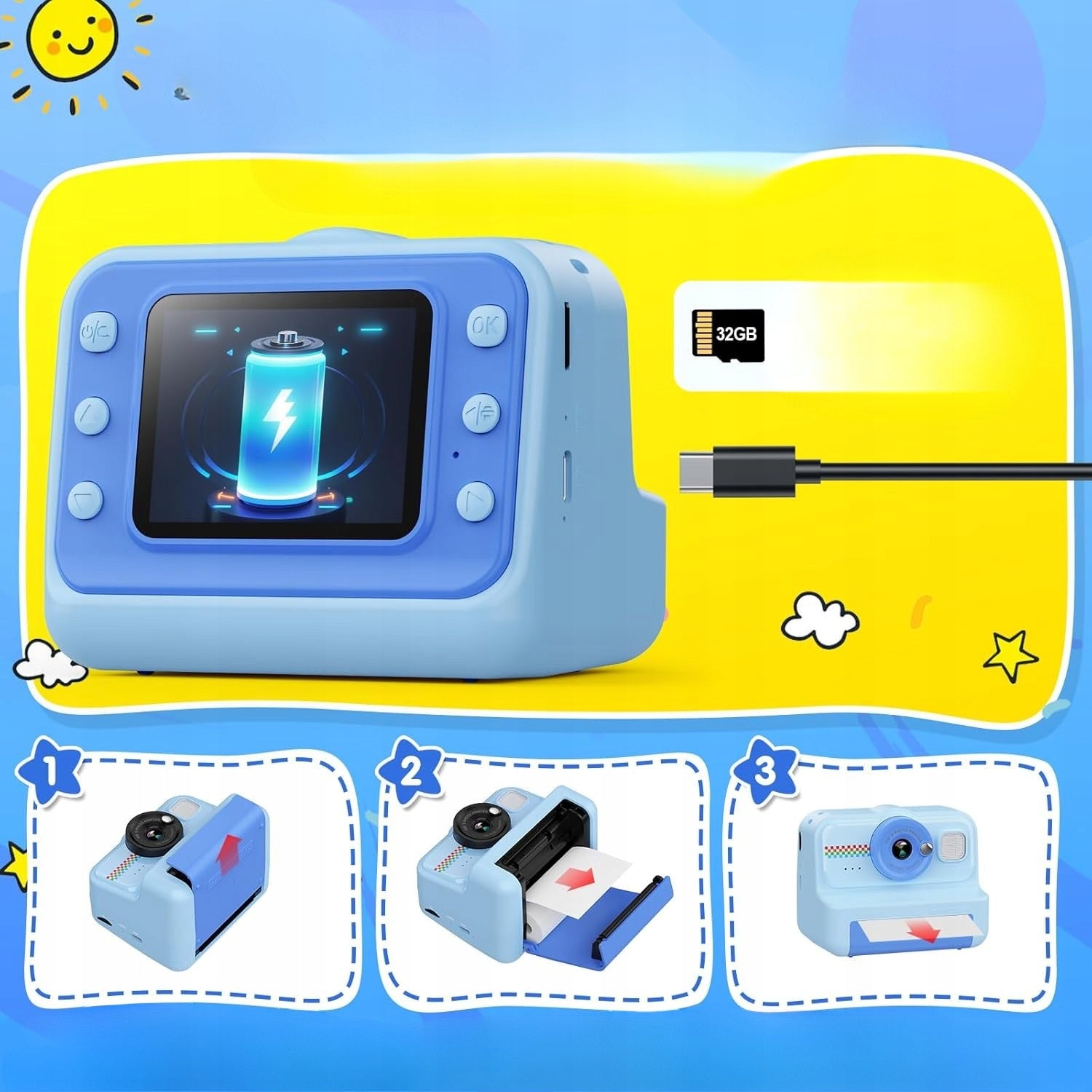 Instant Camera Kids Camera Instant Printing Videos Hd 1080P Packaging status original