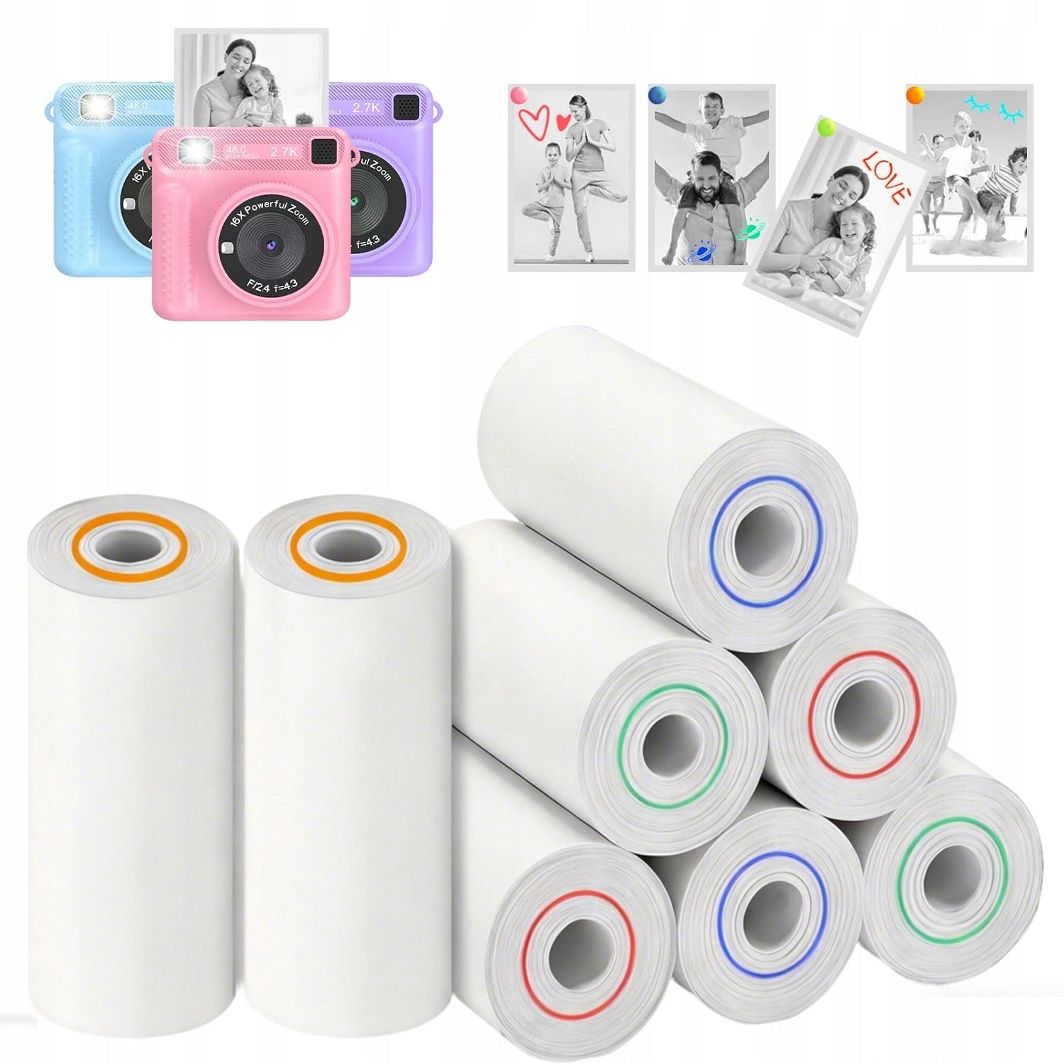 Instant Camera Paper White 8Rolls
