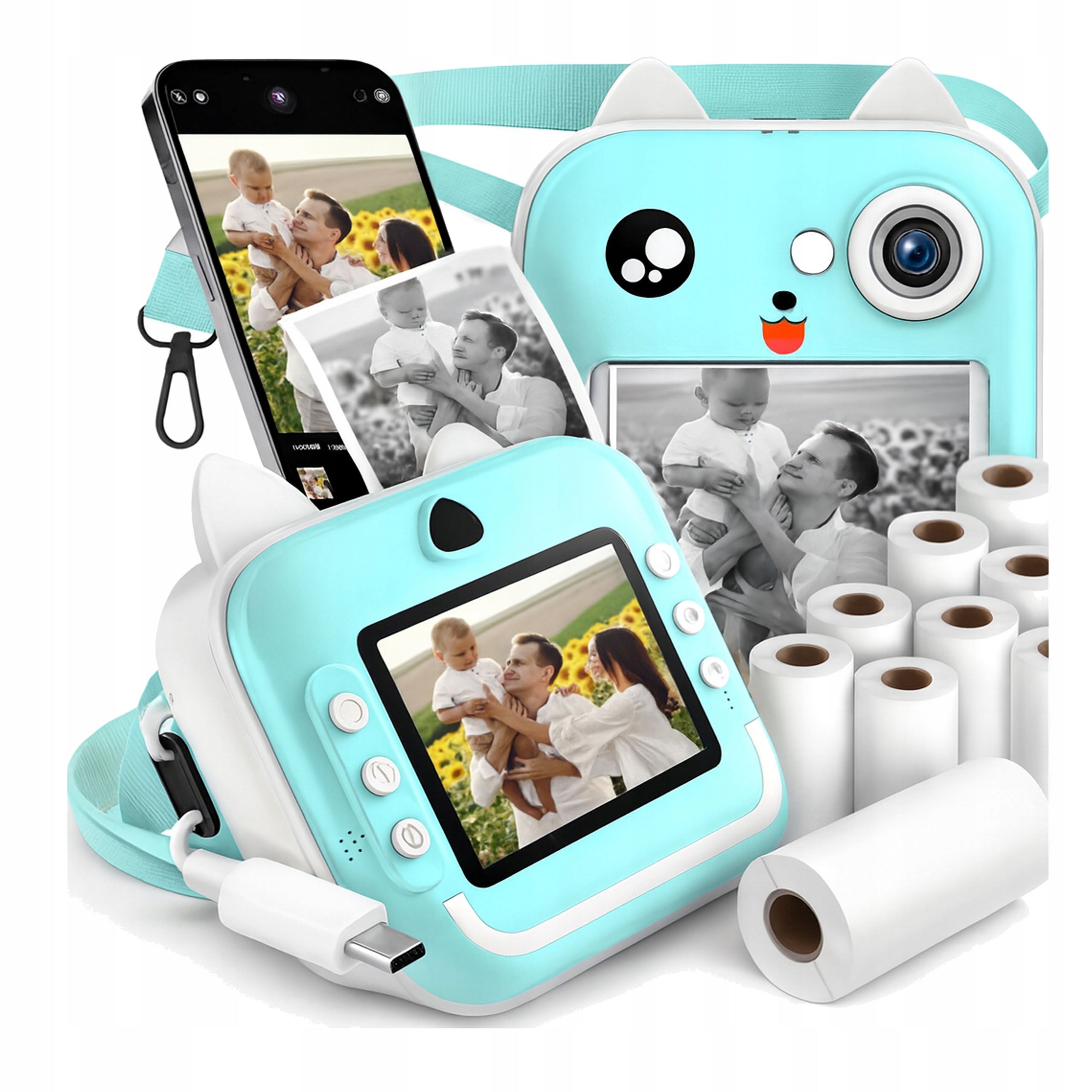 Instant Camera Thermal Printer for Children PRINTING 2 + 13 Rolls