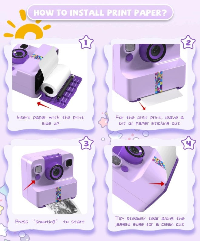 Instant Camera for Kids 1080p, 180° Rotating Selfie Lens Manufacturer code Aparat natychmiastowy