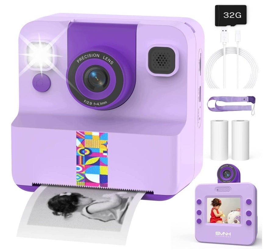 Instant Camera for Kids 1080p, 180° Rotating Selfie Lens