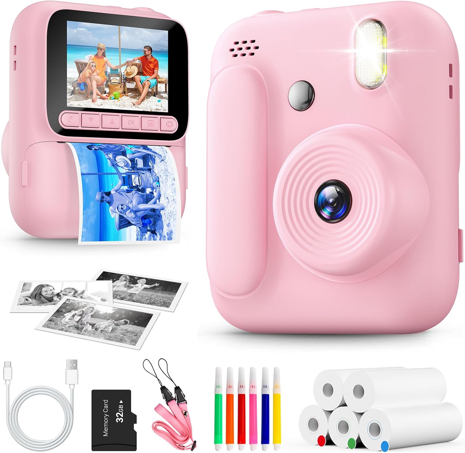 Instant Camera for Kids 32GB Card Perfect Gift Pink Manufacturer code Naxup