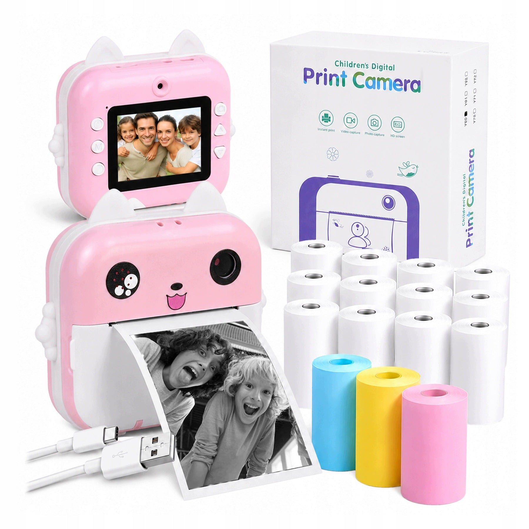 Instant Camera for Kids Click ZOOM 48Mpx with LCD Screen 15 ROLLS