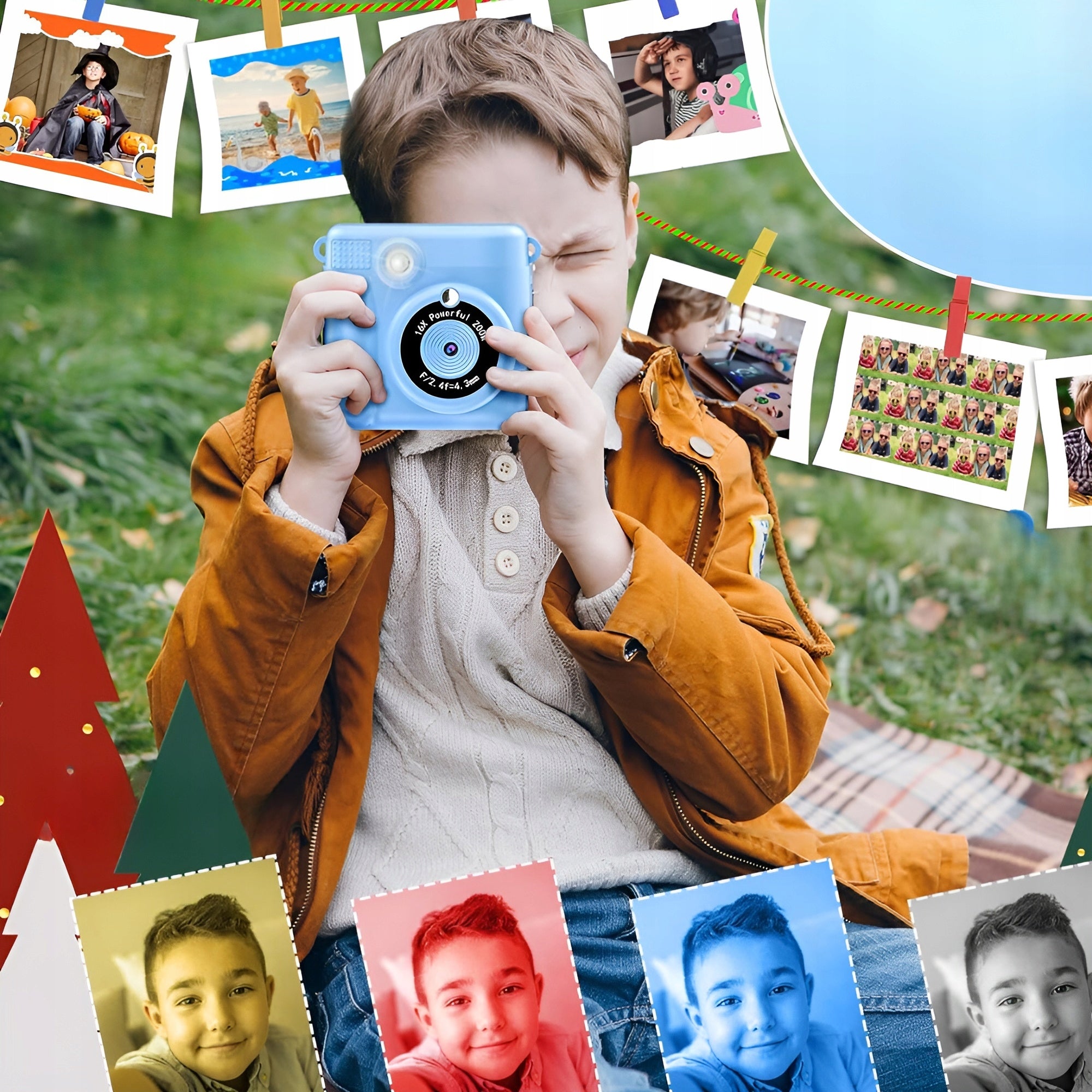 Instant Camera for Kids Digital Camera with Printer Print 14 ROLLS Packaging status original