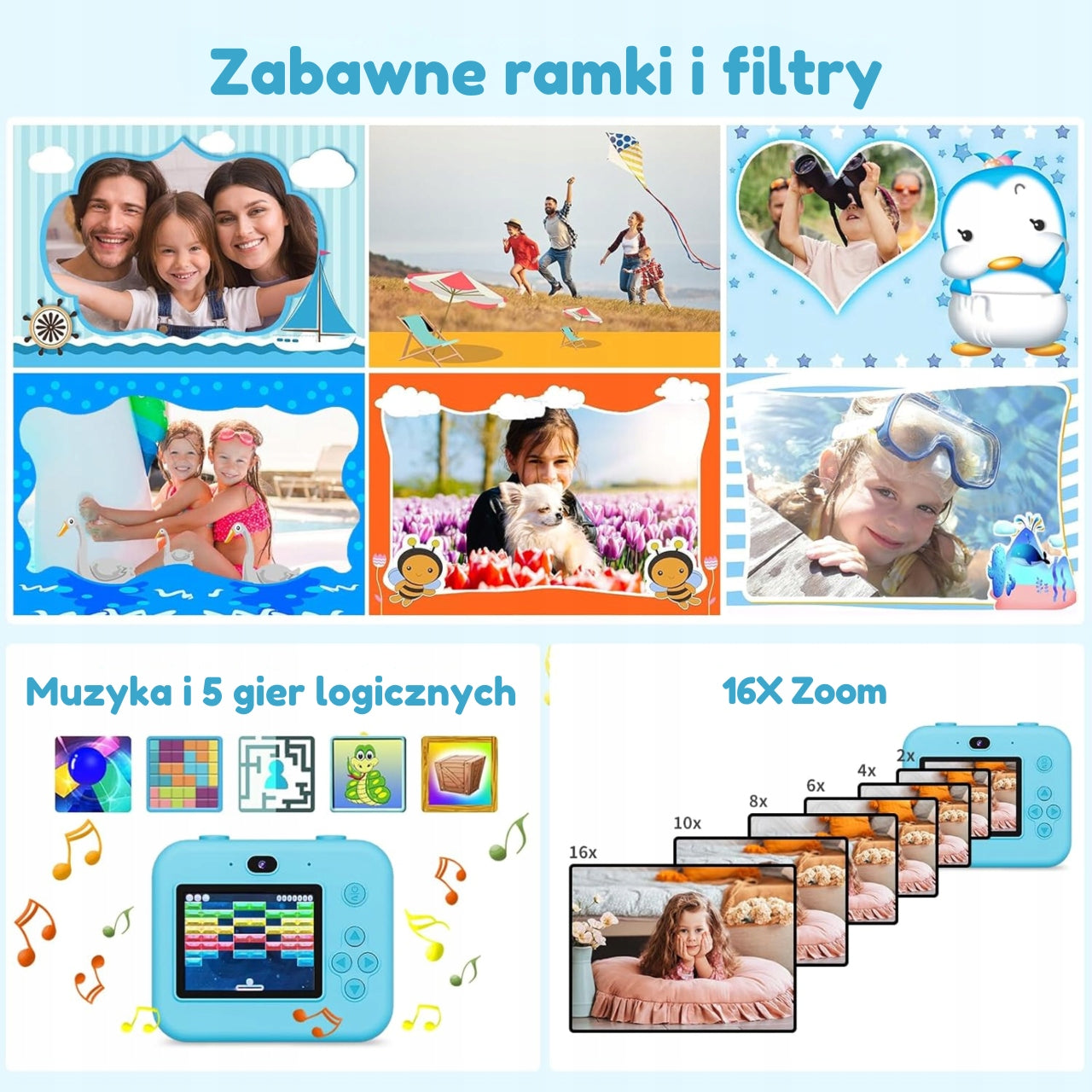 Instant Camera for Kids MINI Photo Printer Educational for Fun Model D5