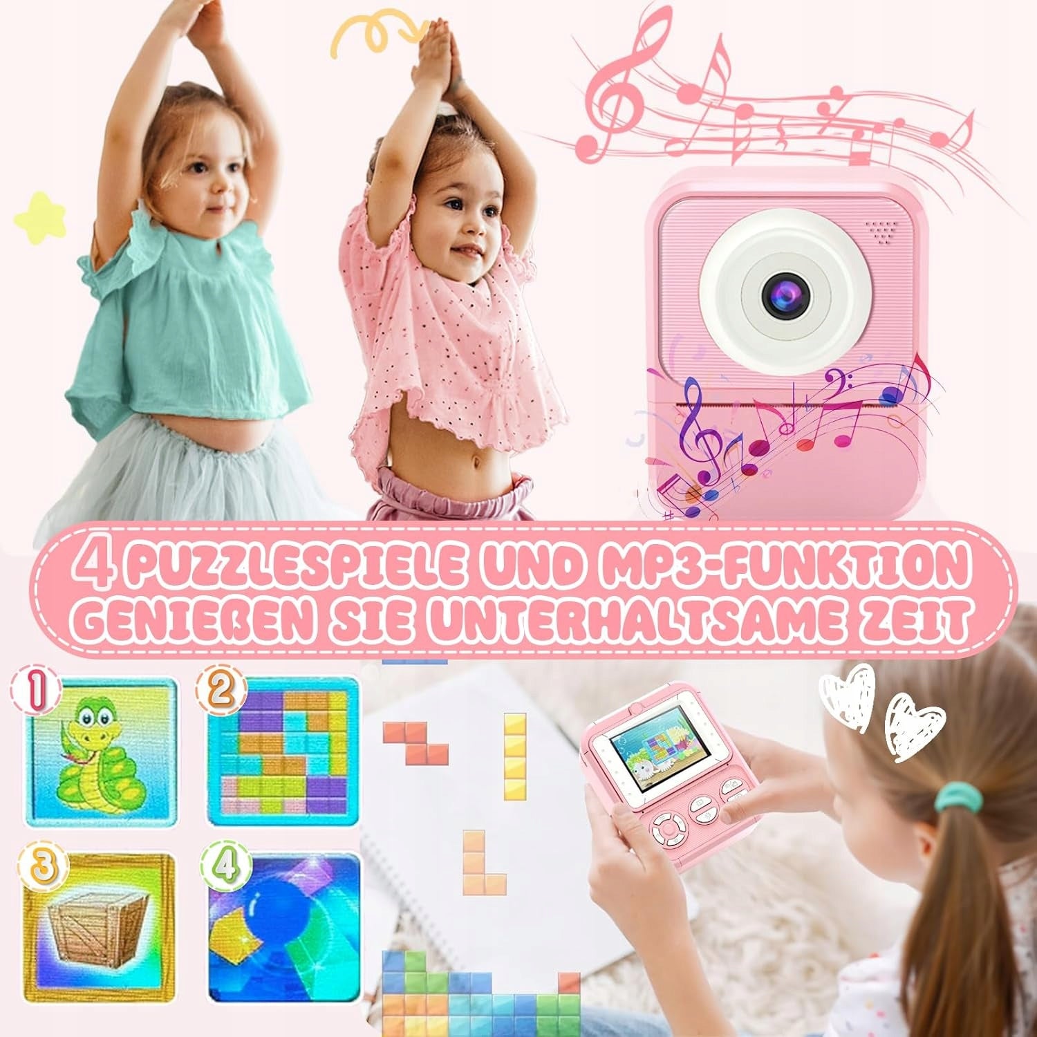 Instant Camera for Kids Printing 32GB Pink Korffe Packaging status original