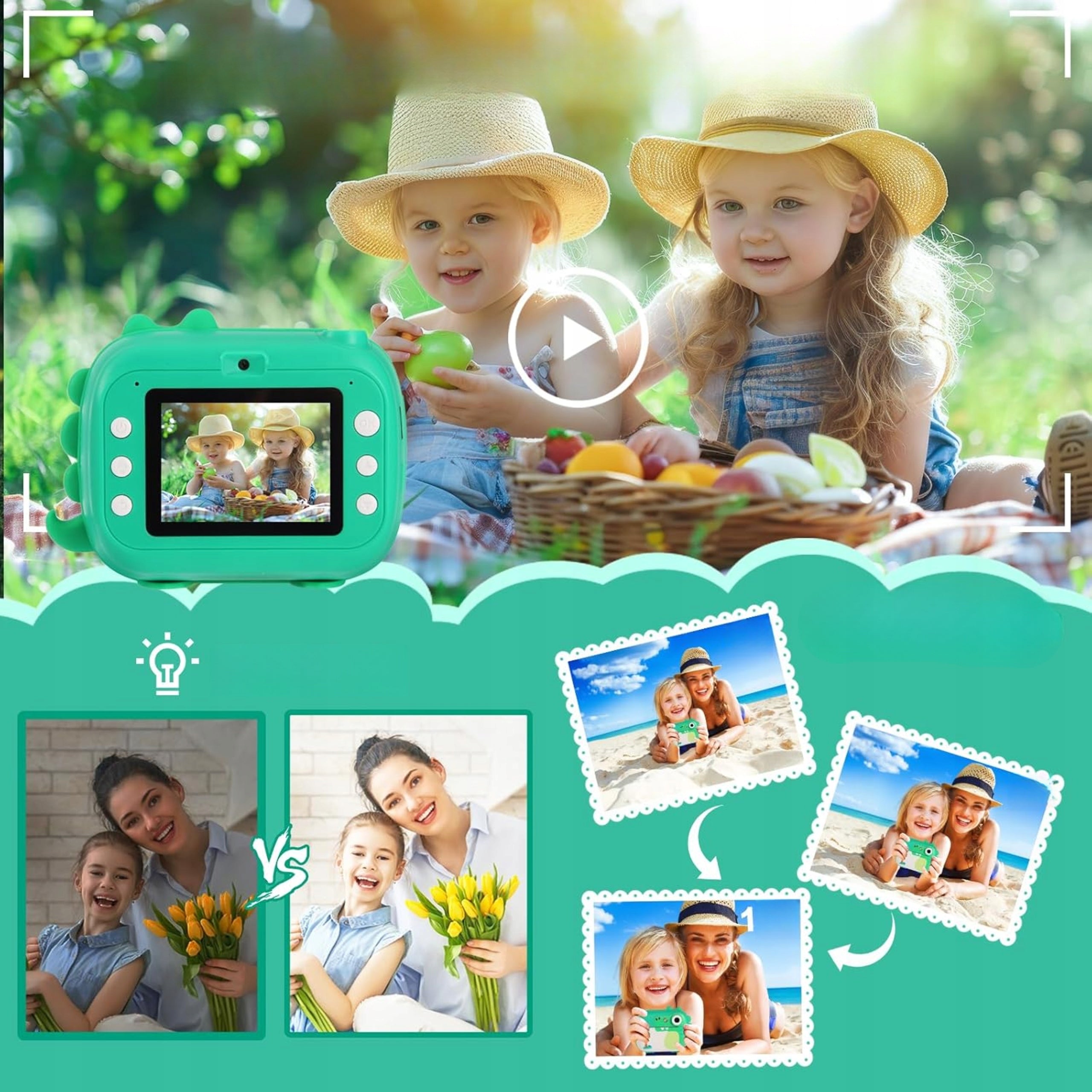 Instant camera for children with 32 GB memory card + IPS paper rolls Manufacturer code Aparat natychmiastowy dla dzieci z kartą pami