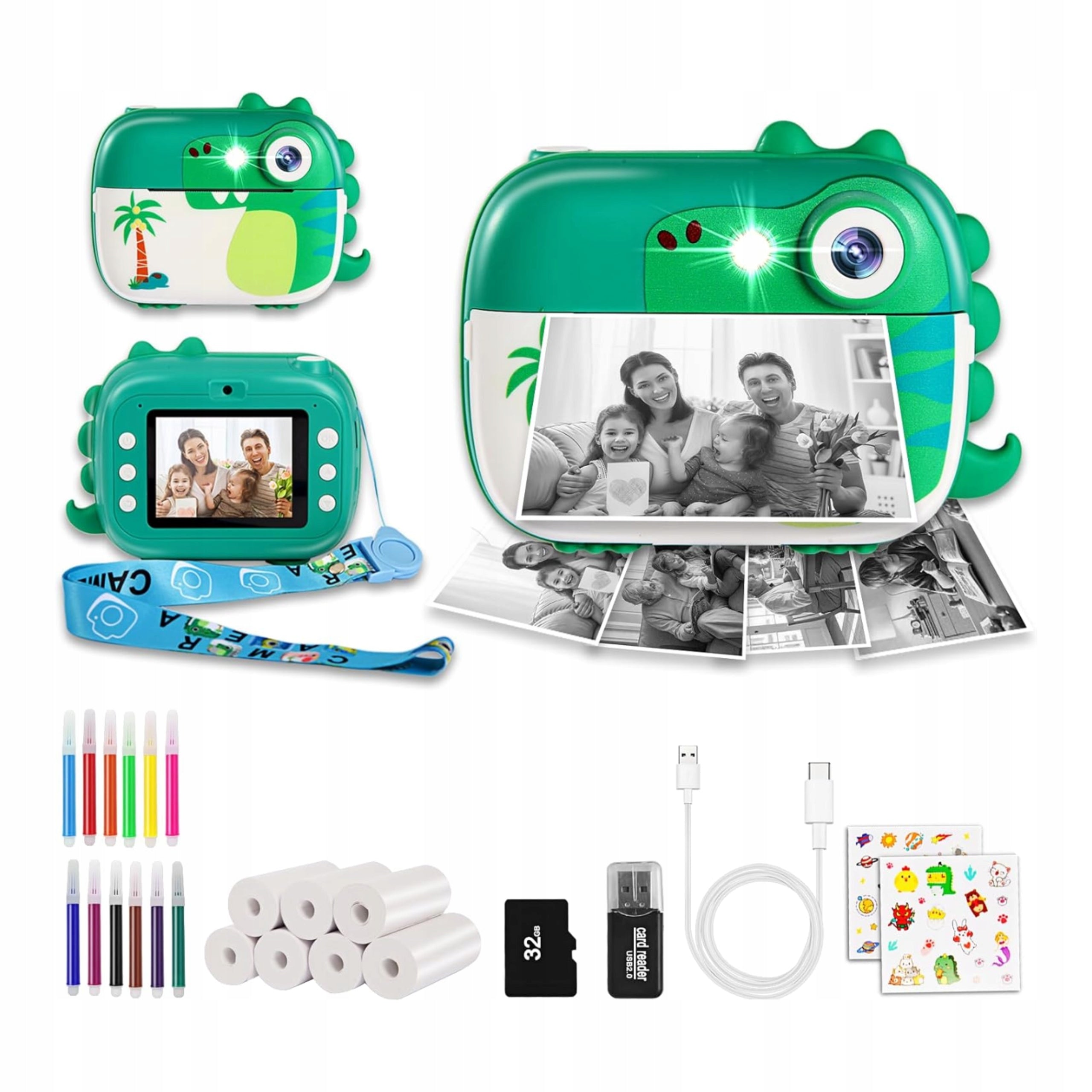 Instant camera for children with 32 GB memory card + IPS paper rolls