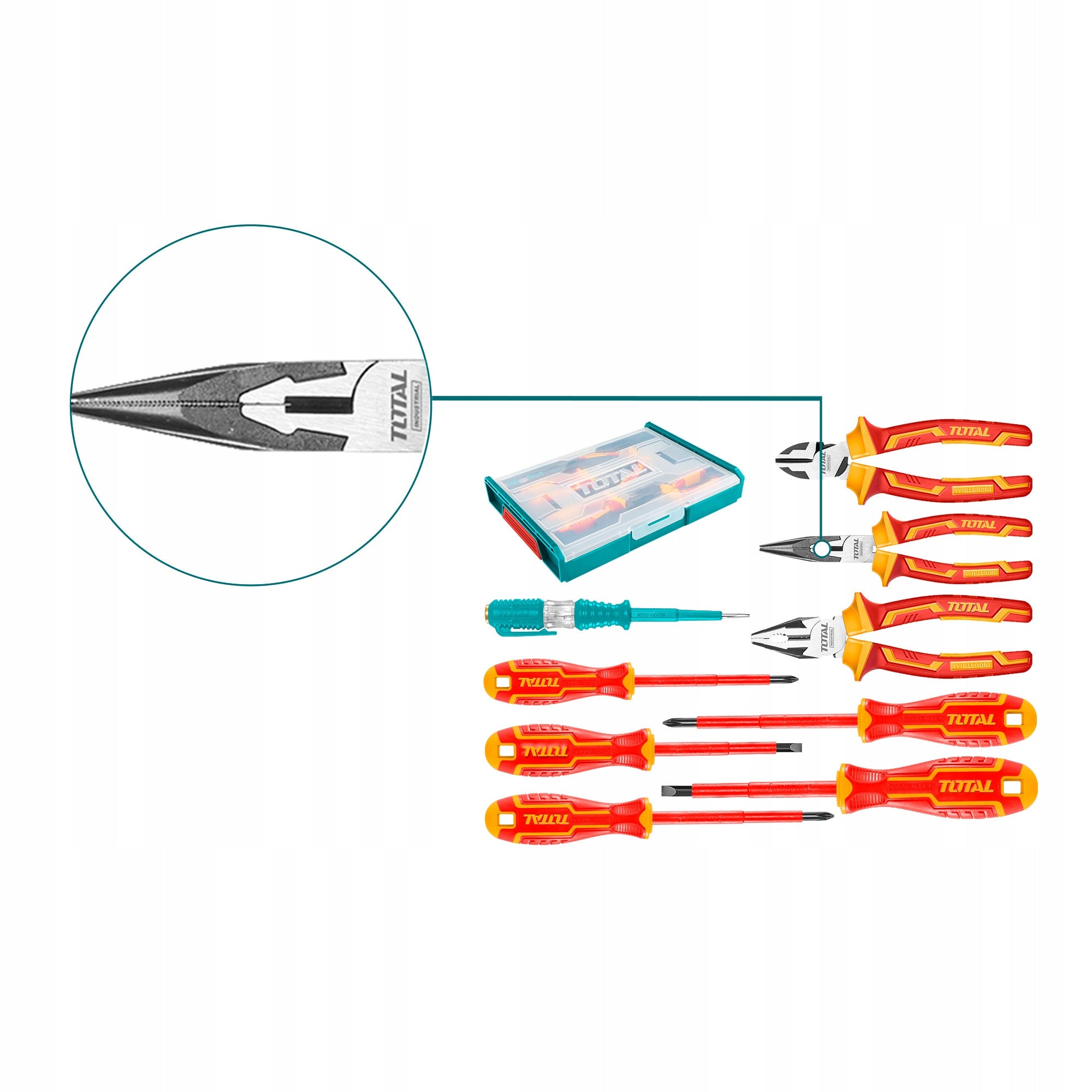Insulated Tool Set 9 Pieces Pliers Installation Sampler Screwdrivers Brand Total