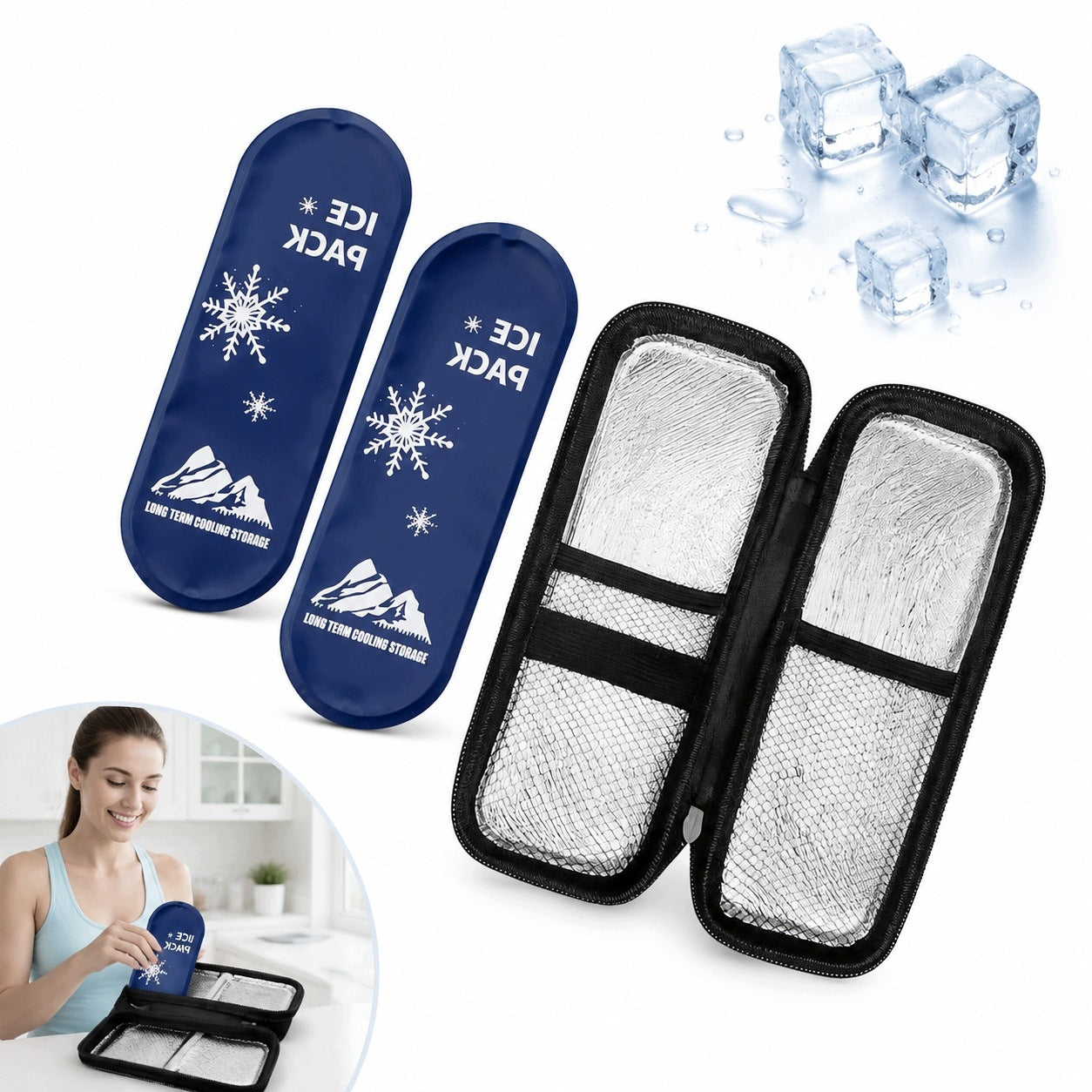 Insulin Cooling Bag Portable Set of 2 Travel Cooling Cartridges