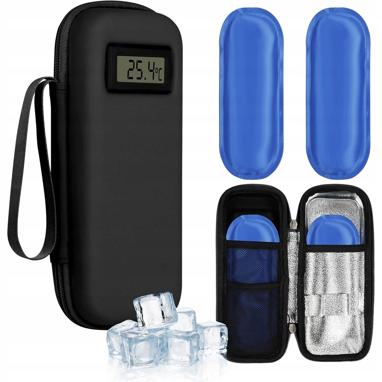 Insulin Cooling Bag with 2 Inserts - Portable Insulin Refrigerator