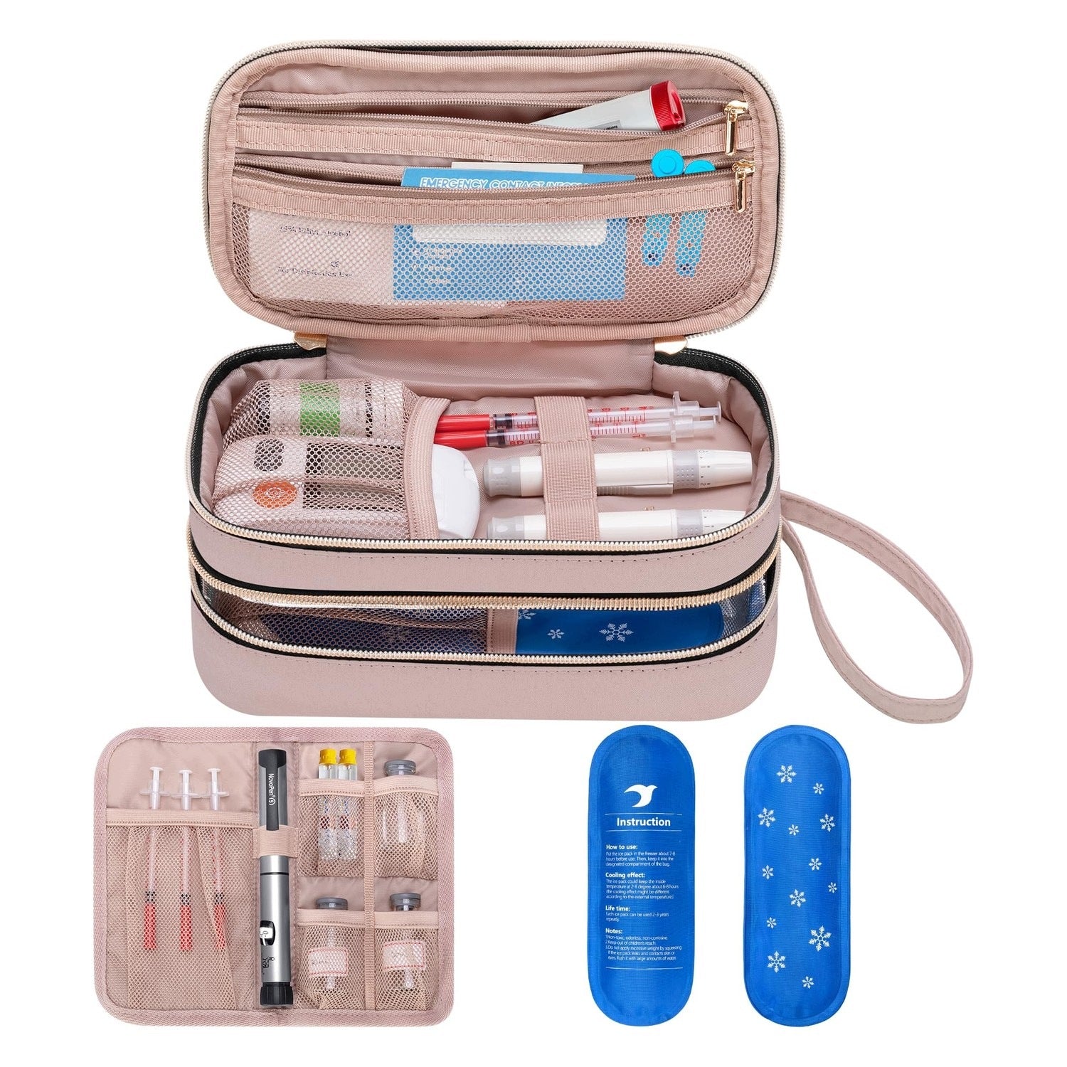 Insulin bag - pink - for storing medicines - travel