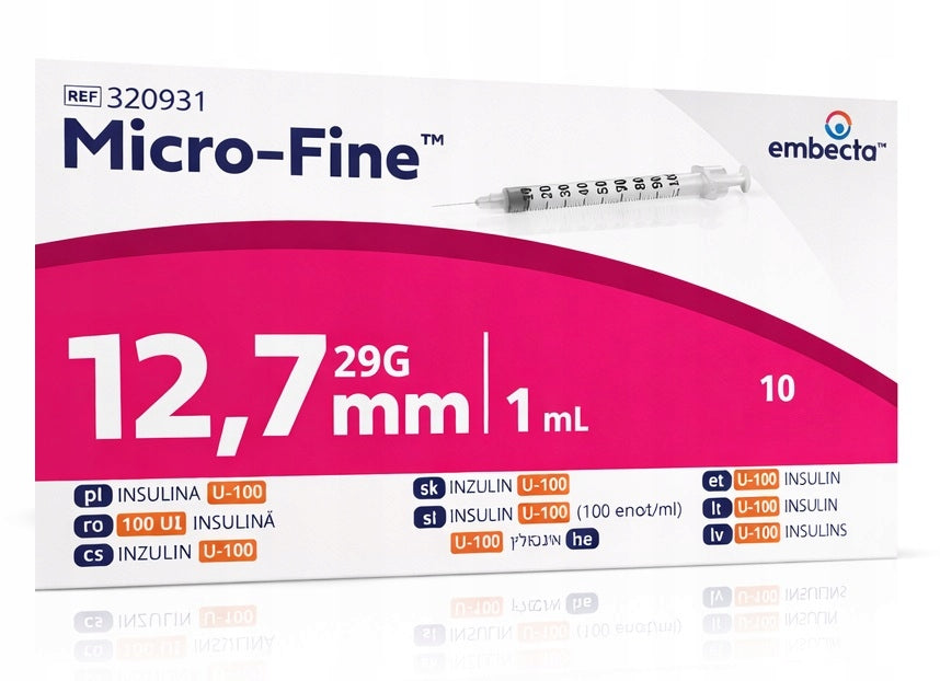 Insulin syringes Micro-Fine U-100 29G 0,33 mm x 12,7 mm 1 ml 10 pieces