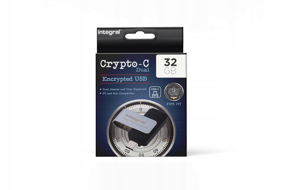 Integral 32GB Crypto 197-C Usb 3.0 FIPS197 Encrypted Dual USB-C