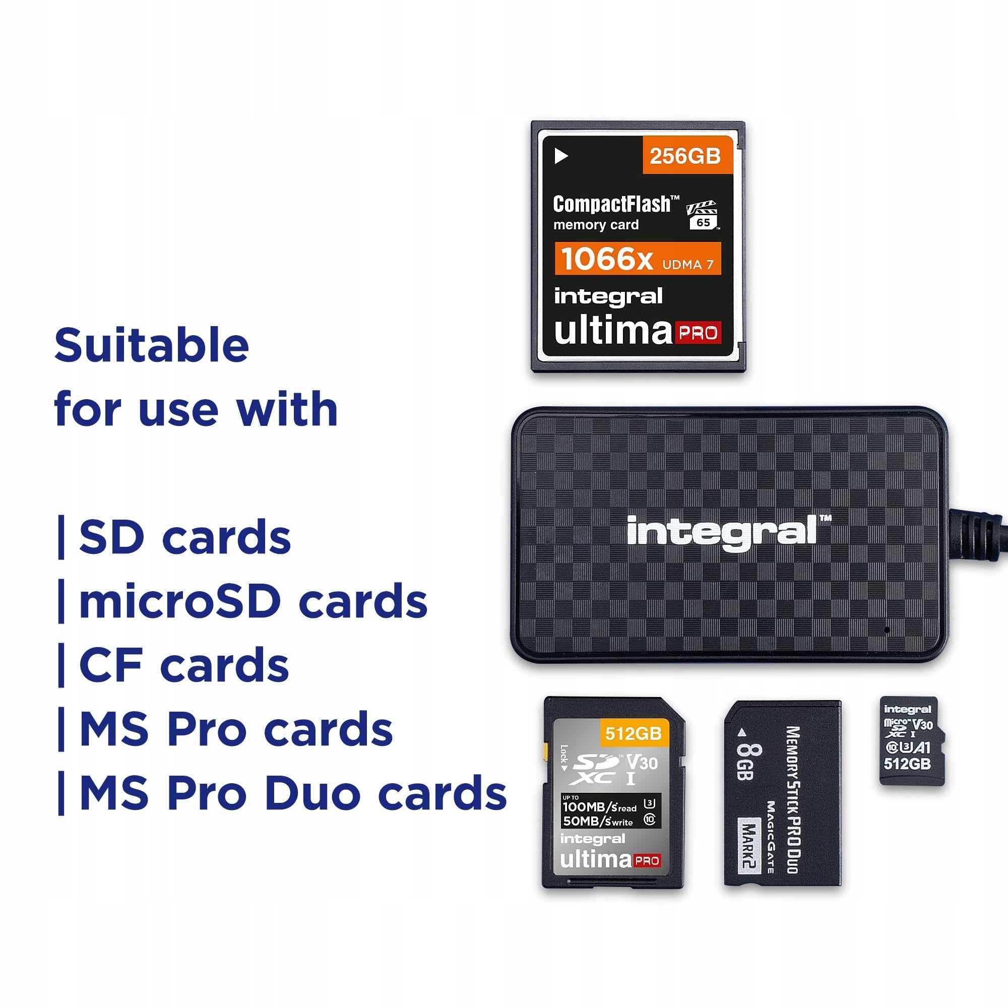 Integral 4in1 Memory Card Reader, USB 3.0 & USB C Adapter to microSD, SD, Manufacturer Integral