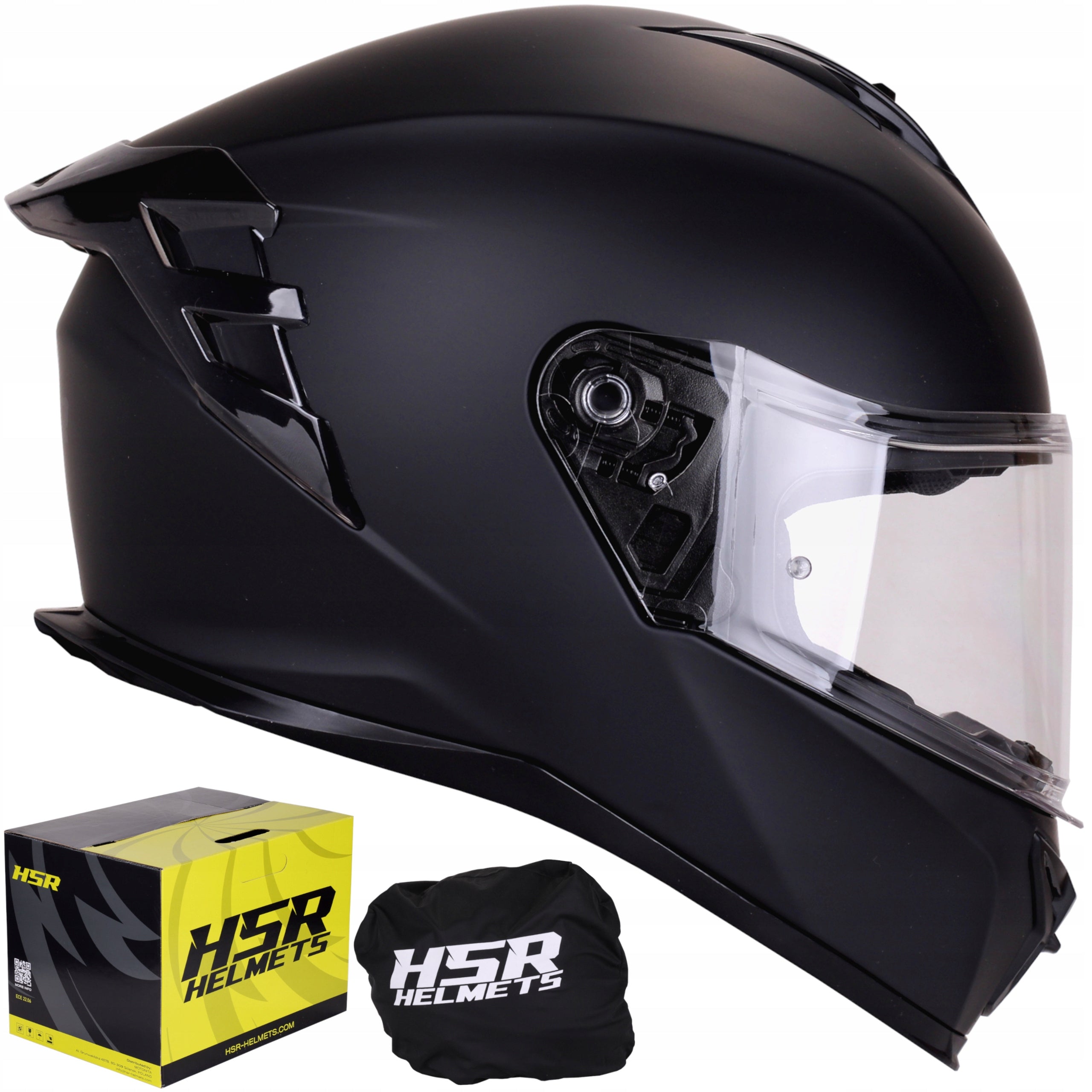 Integral helmet for motorcycle HSR HS986 black mat under Pinlock ECE 22.06