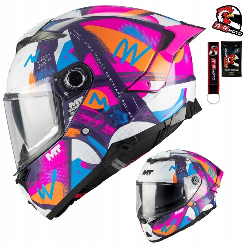 Integral helmet with Blend MT THUNDER 4 R SV PIPEN C8 white Pink PINLOCK