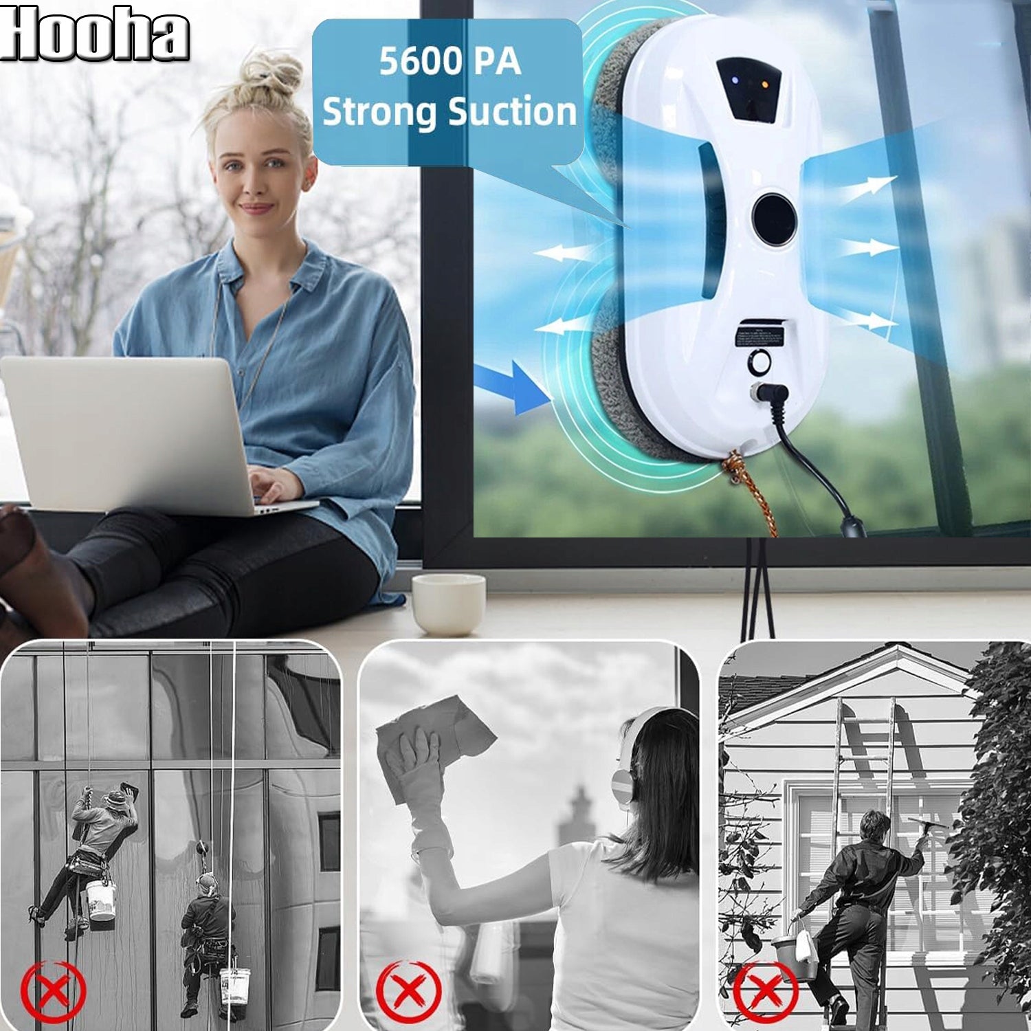 Inteligentny Robot Do Mycia Okien Glazury 5600Pa Automatyczny Spray Wody Charging time 100 min