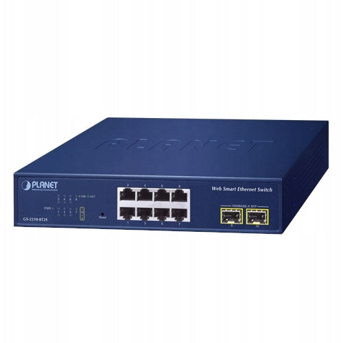 Inteligentný Switch Prepínač 8x PoE RJ45 2x SFP GS-2210-8T2S PLANET Manufacturer Planet