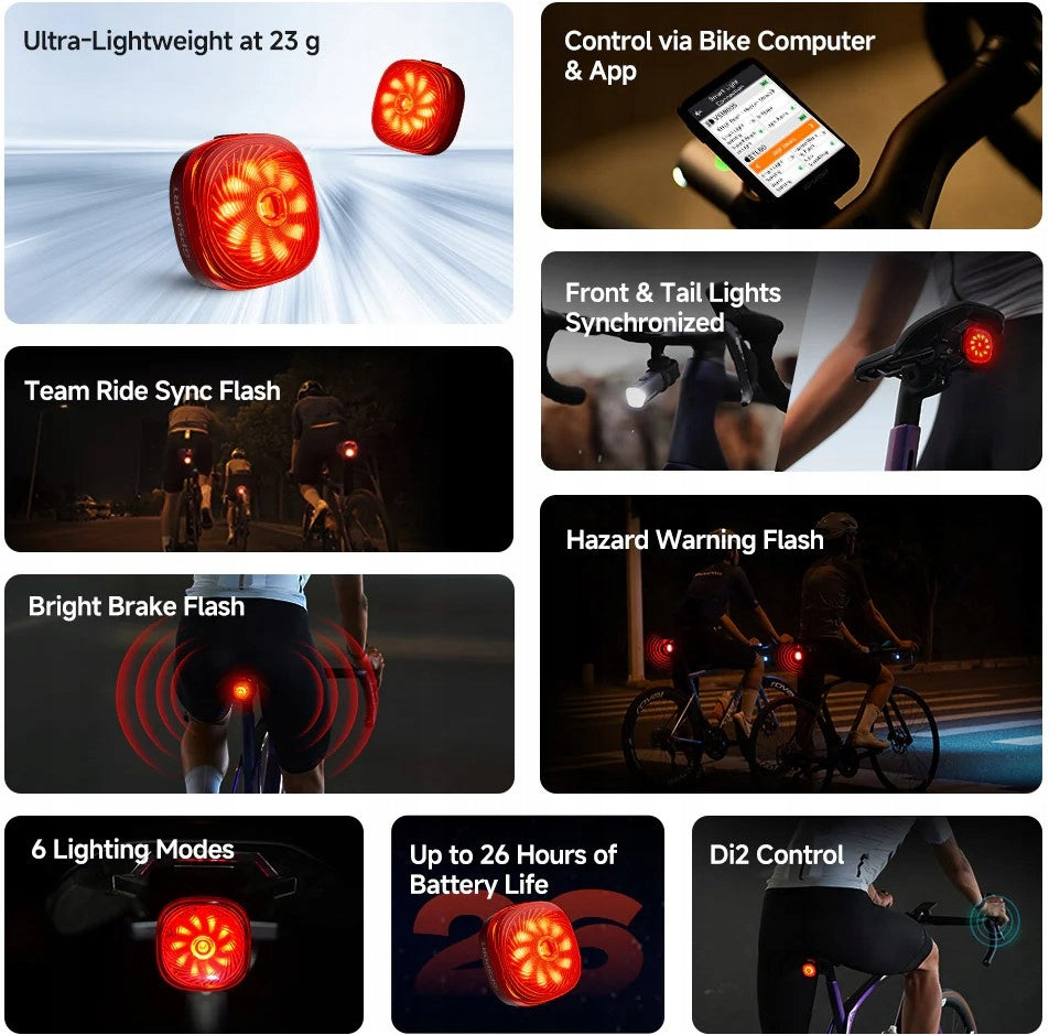 Intelligent ultra-light rear bicycle light iGPSport TL50, BLE, Di2 Manufacturer code 6970817352880