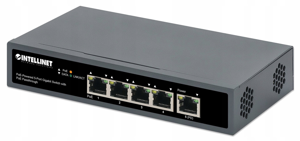 Intellinet Gigabit Switch with 5x PoE Passthrough Power