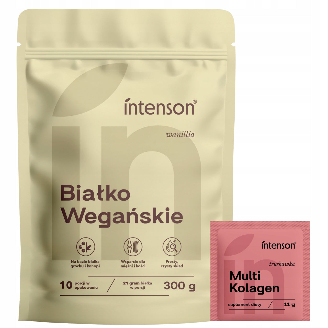 Intenson VEGETABLE protein VANILLA 300g + Multi Collagen sachet 11g