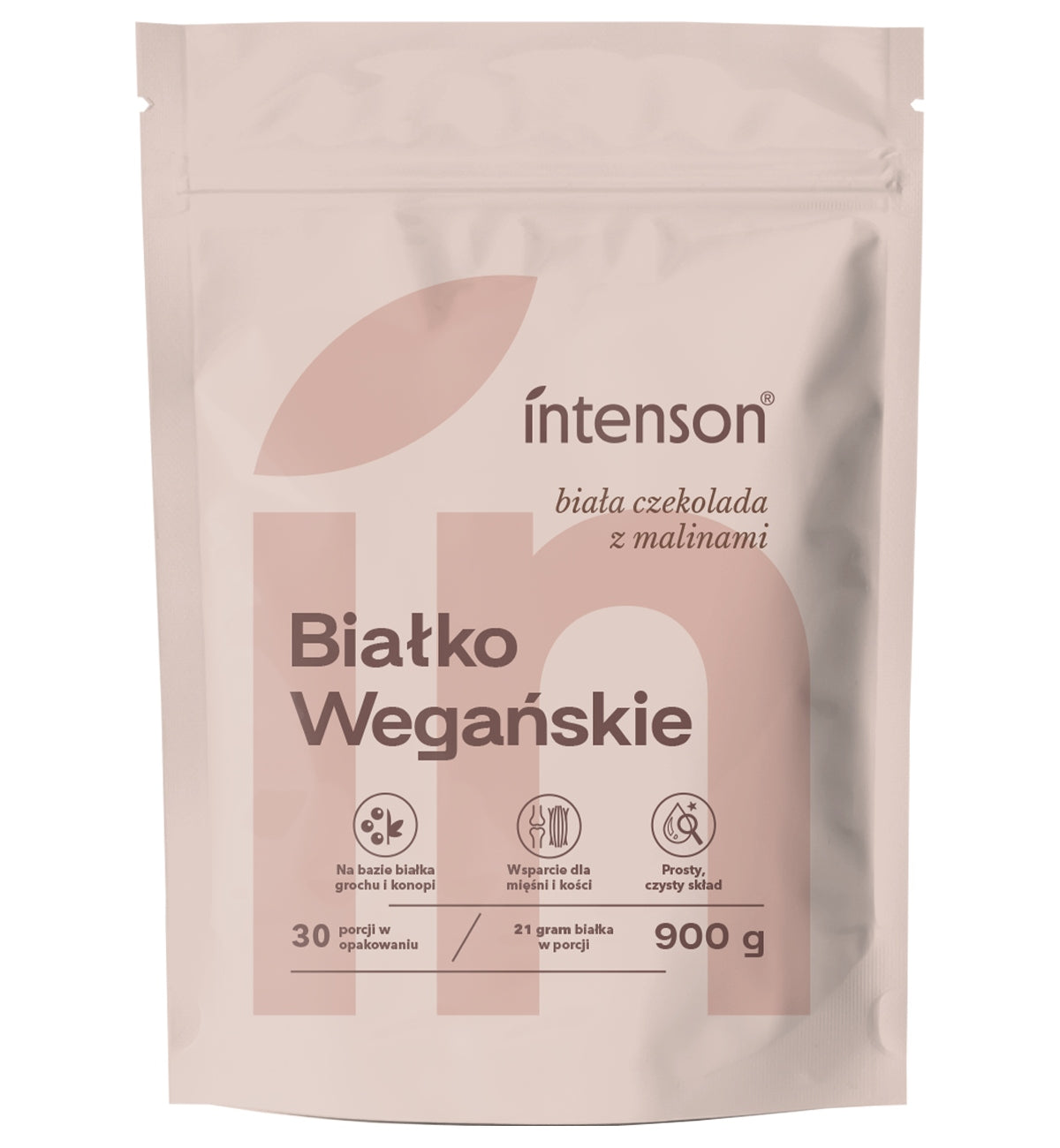 Intenson Vegan Protein White Chocolate, Raspberry 900g + Multi Collagen 11g Expiration date at least six months from the date of purchase