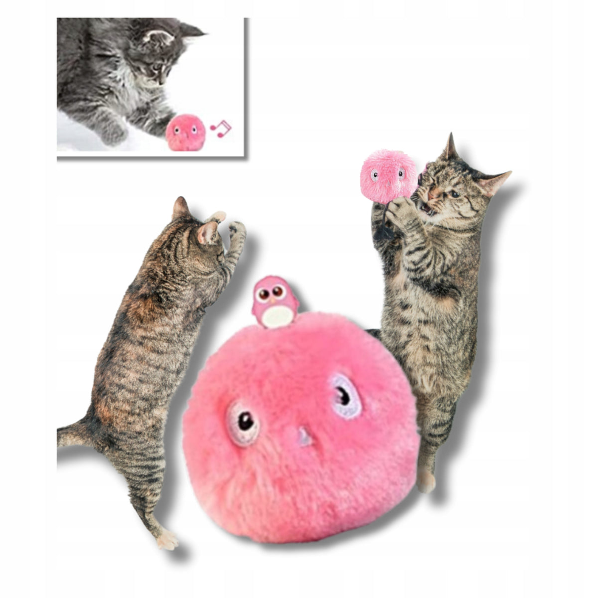 Interactive Cat Ball MAKING SOUNDS pink R17 toy Ćwierka