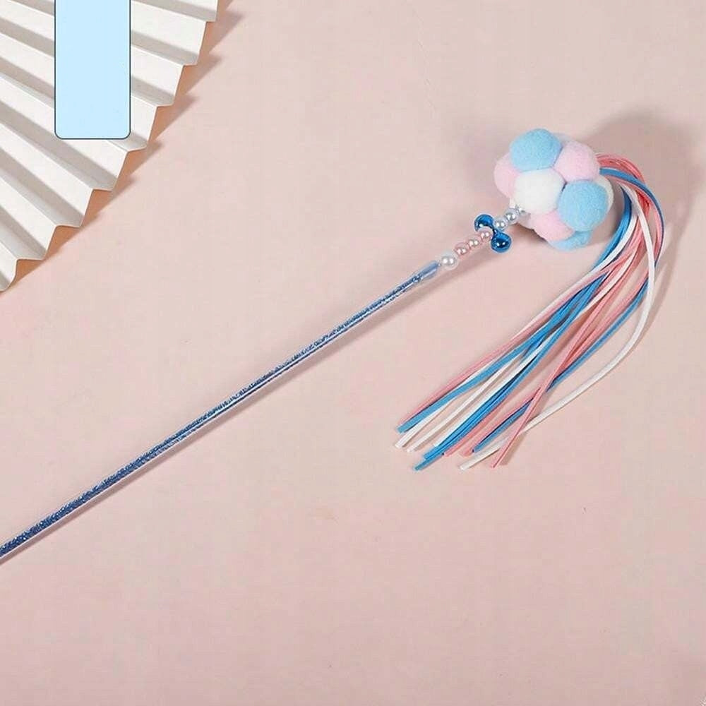 Interactive Cat Fishing Rod Wand With Strings Bell Fun At Home W8 Packaging status original