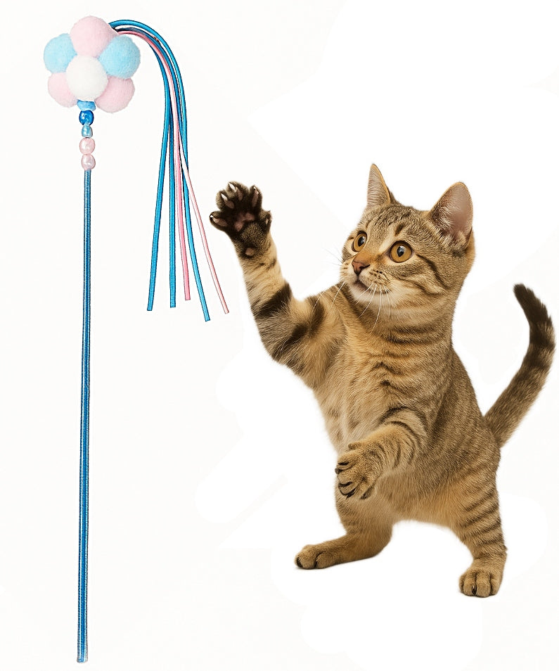 Interactive Cat Fishing Rod Wand With Strings Bell Fun At Home W8
