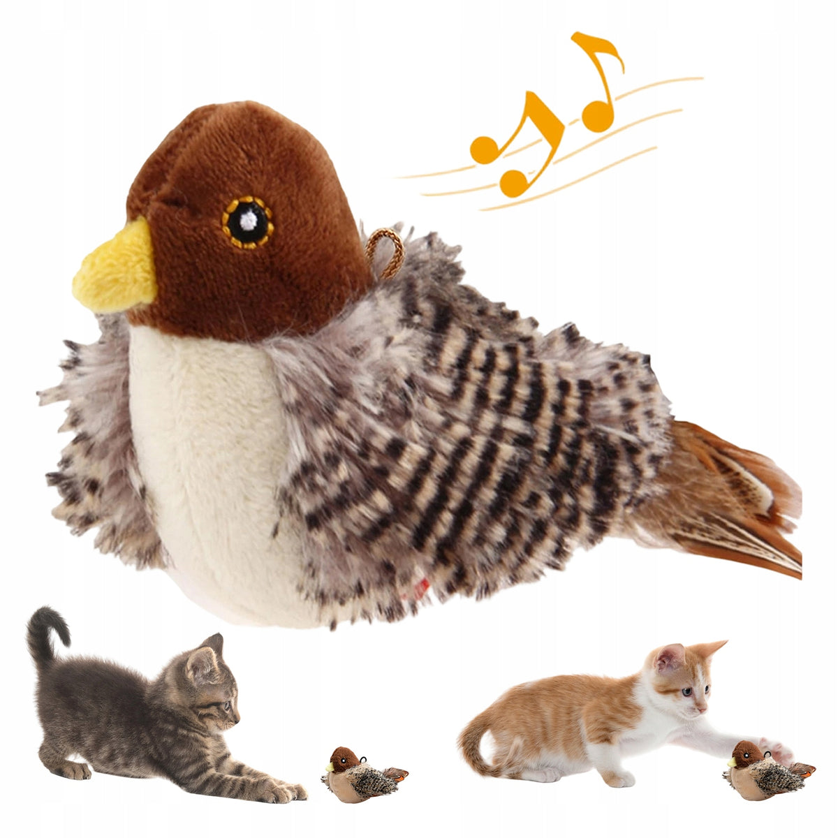 Interactive Cat Toy Bird With Sound 6 Animals Plush Hunting