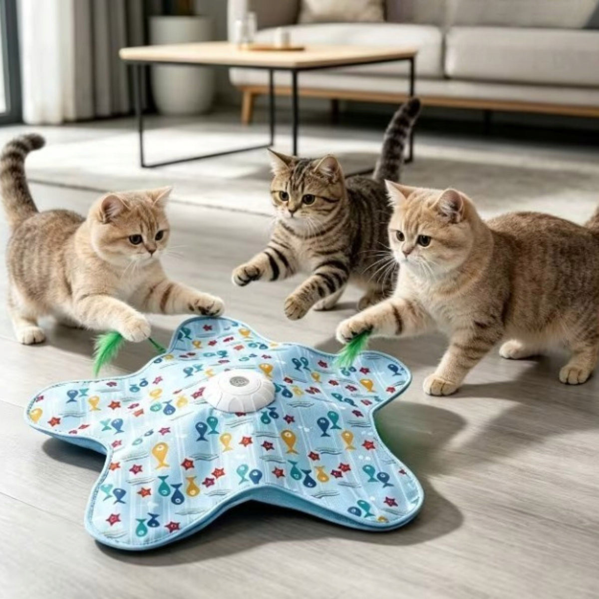 Interactive ELECTRIC Cat MAT with Feather Toy Moving Sound Packaging status original