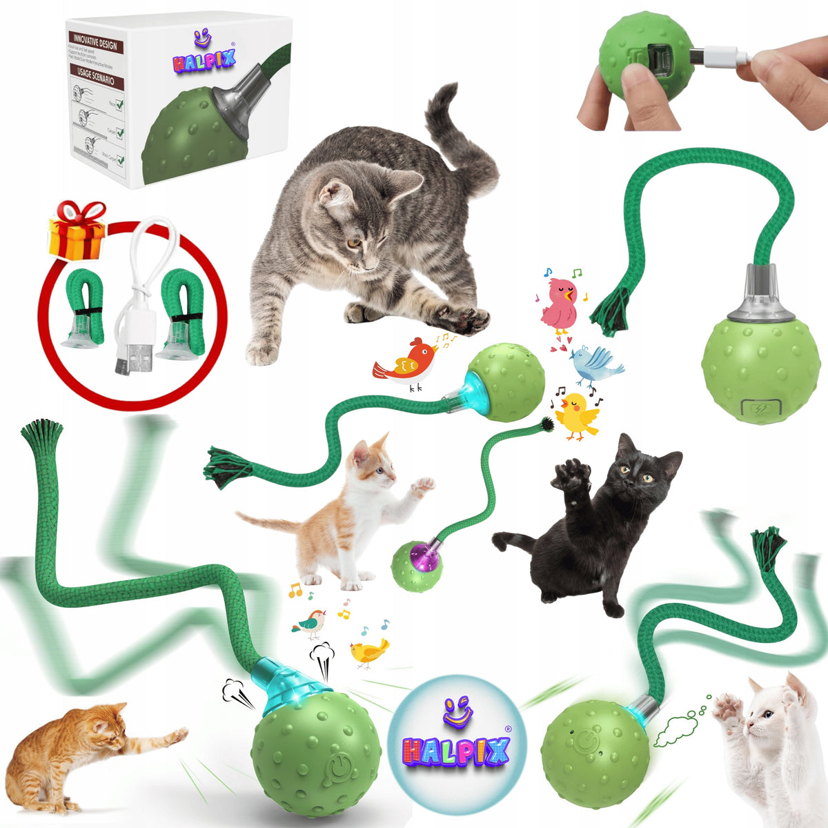 Interactive Smart Ball with Bird Sounds Halpix Smart Cat Ball