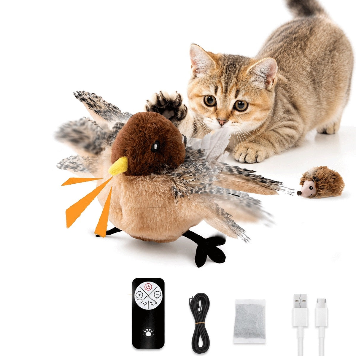 Interactive USB Toy Flying Bird Cat Toy With Realistic