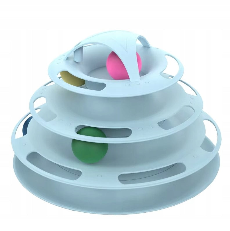 Interactive tower with cat balls, blue