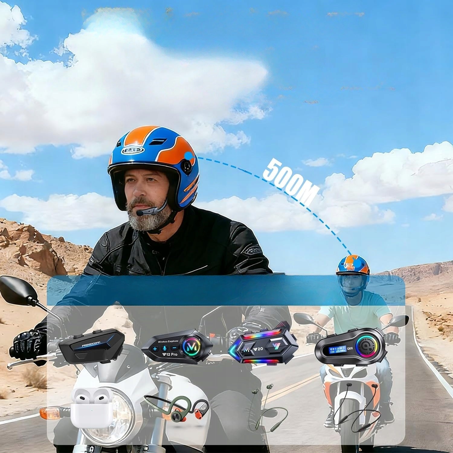 Intercom Motorcycle Bluetooth Helmet Headset Manufacturer no brand